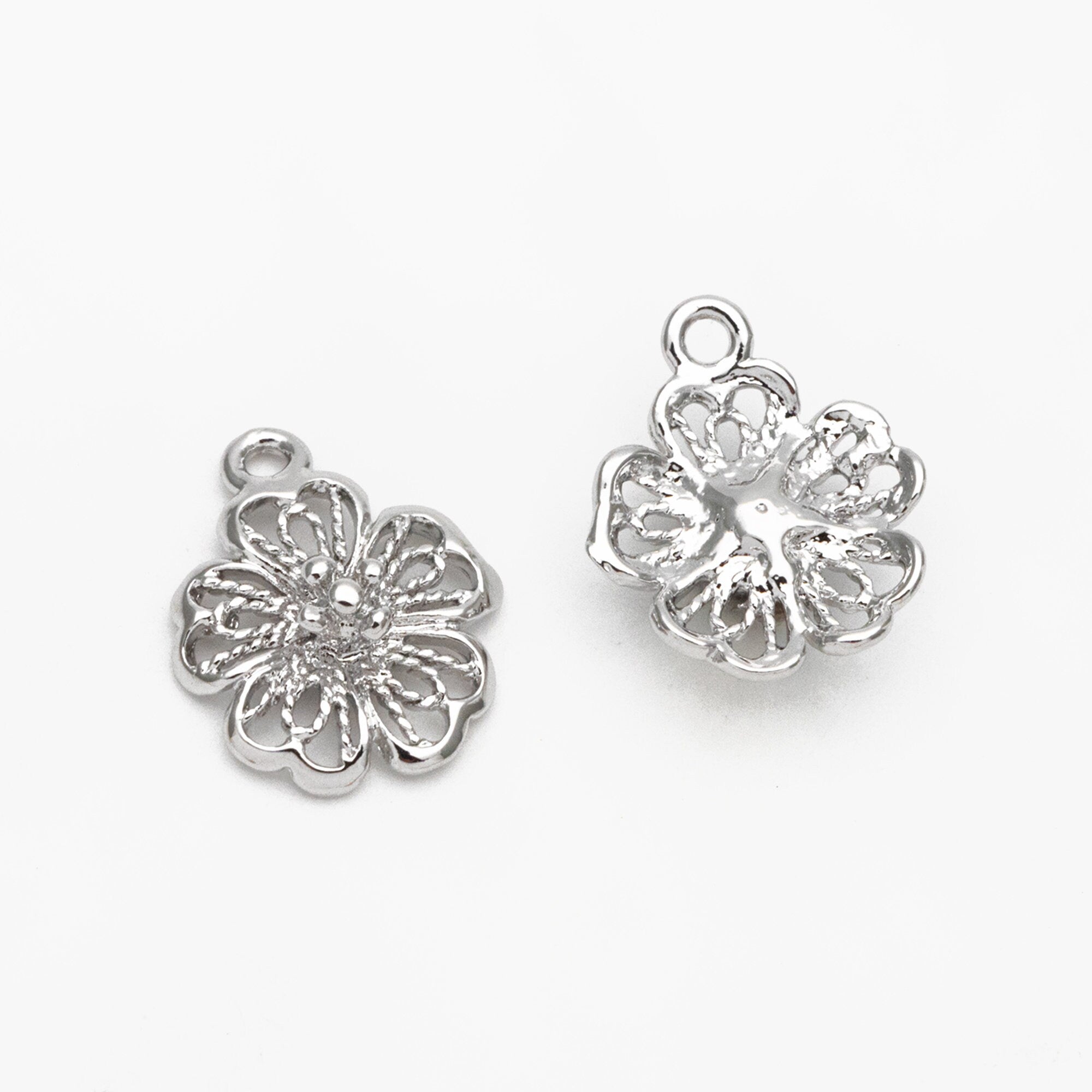10pcs Gold/ Silver Tone Hollow Flower Charms, Jewelry Making, Diy Material, Jewelry Supplies (GB-3893)